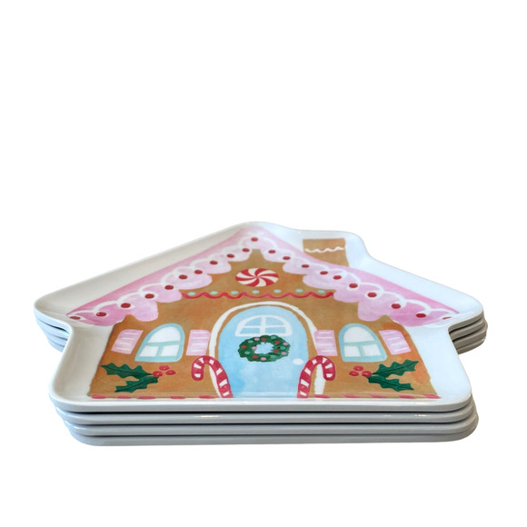 Cupcakes and Cashmere Pastel Gingerbread Shape Melamine Snack Plate Set of 4 - Picture 5 of 12